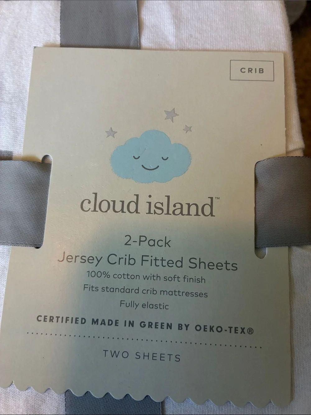 Fitted Cotton Jersey Crib Sheet - Cloud Island™ 2 pack, grey chevron & white